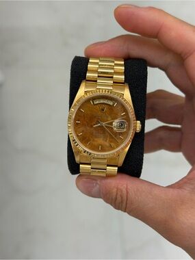 Rolex Gold-Tone  Watch with Factory Wood  Dial Ref. 18038 36MM